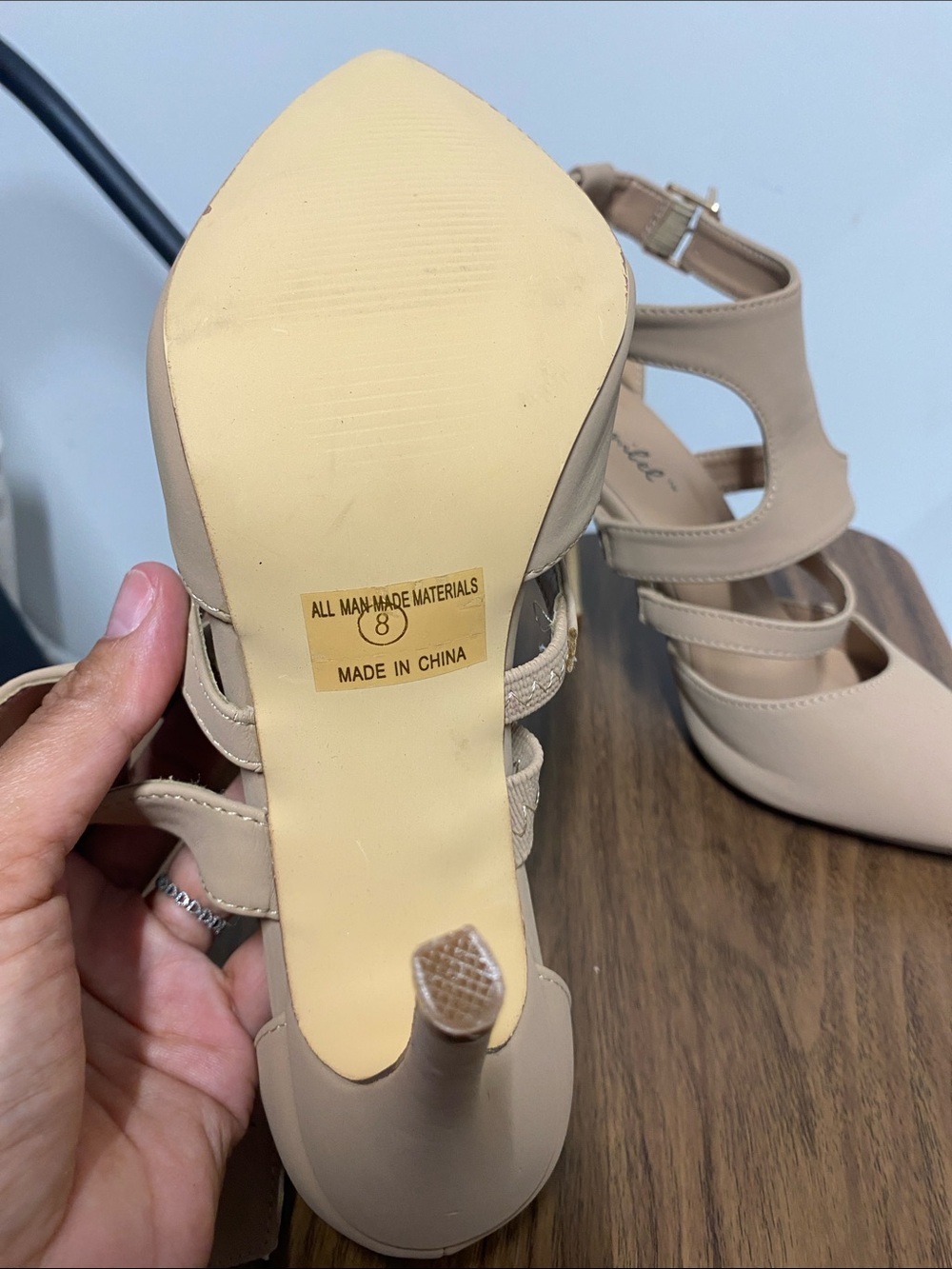 Cutout Strappy Pointed-Toe Heels in Nude - Picture 2 of 4